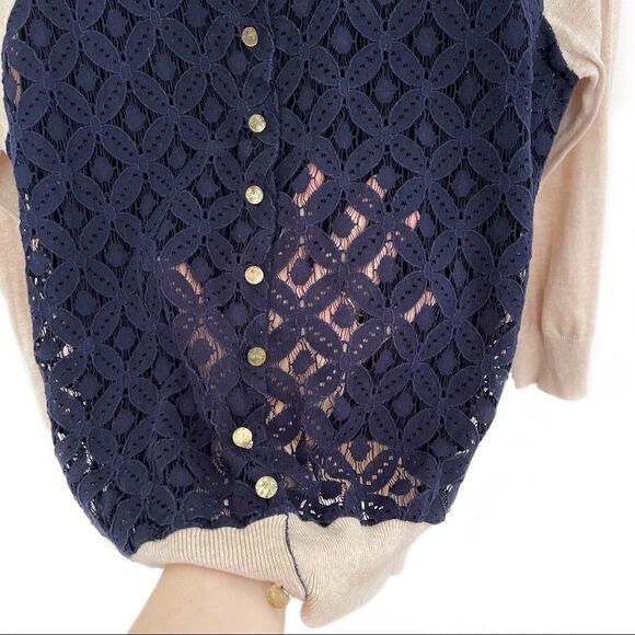 Charlotte Tarantola Lace Front Polka Dot Cardigan Size Medium - Picture 3 of 7